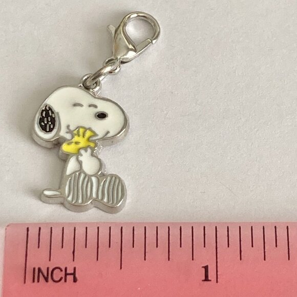 Peanuts Snoopy Woodstock Clip On Charm Zipper Pull Purse Charm Signed Enamel - Picture 7 of 8